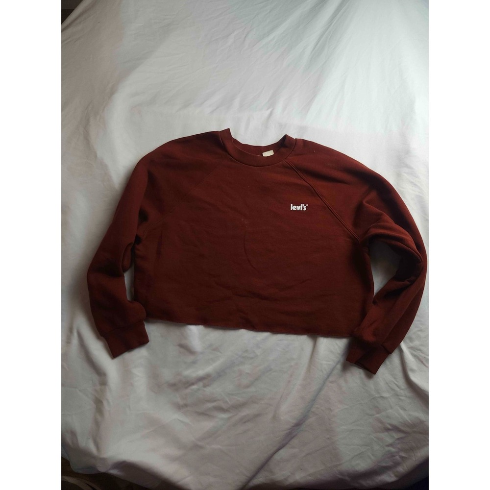 Levi's Sweatshirt Womens XS Burnt Orange Crew Neck Pullover Cropped Long Sleeve